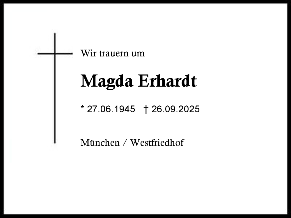  Traueranzeige für Magda Erhardt vom 18.10.2025 aus Traunstein