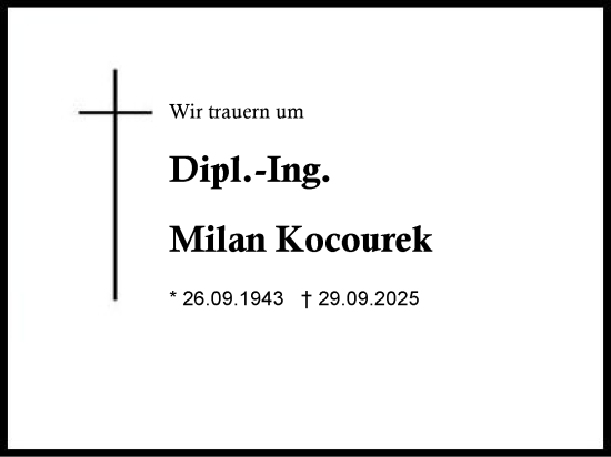 Traueranzeige von Milan Kocourek von Traunstein