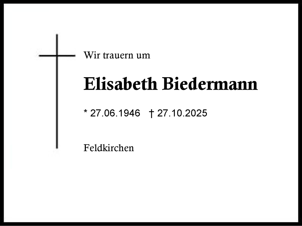  Traueranzeige für Elisabeth Biedermann vom 05.11.2025 aus Region Berchtesgadener Land