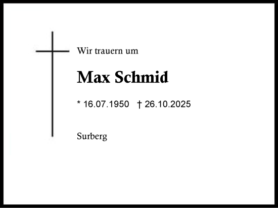 Traueranzeige von Max Schmid von Traunstein