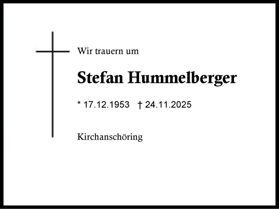 Traueranzeige von Stefan Hummelberger von Traunstein