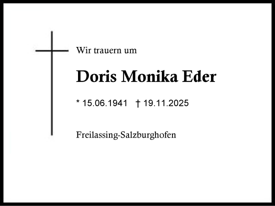 Traueranzeige von Doris Monika Eder von Region Berchtesgadener Land