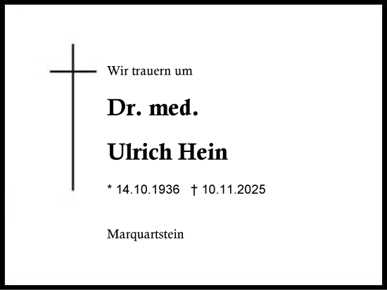 Traueranzeige von Ulrich Hein von Region Chiemgau
