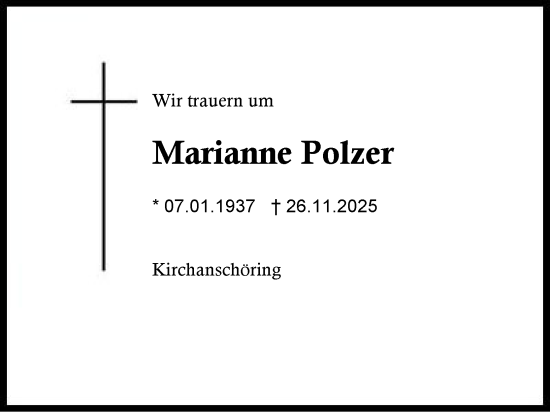 Traueranzeige von Marianne Polzer von Traunstein