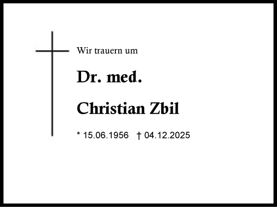 Traueranzeige von Christian Zbil von Region Chiemgau