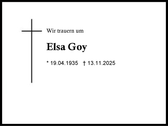 Traueranzeige von Elsa Goy von Region Chiemgau