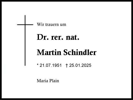 Traueranzeige von Martin Schindler von Region Berchtesgadener Land