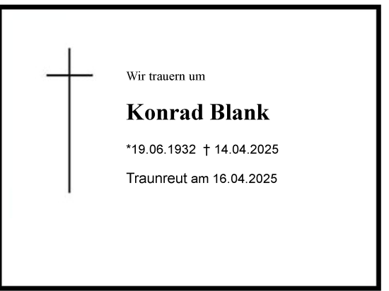 Traueranzeige von Konrad Blank von Region Chiemgau