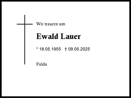 Traueranzeige von Ewald Lauer von Traunstein