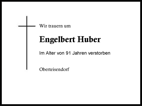 Traueranzeige von Engelbert Huber von Region Berchtesgadener Land