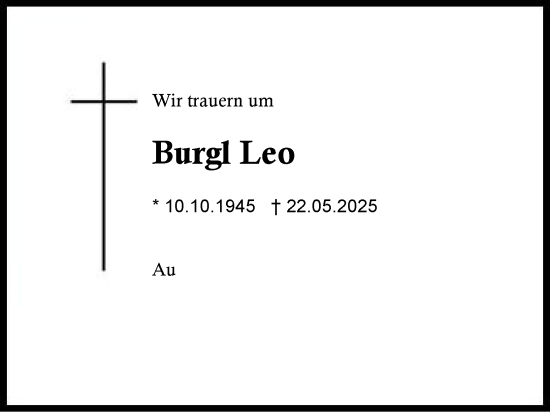 Traueranzeige von Leo Burgl von Region Chiemgau