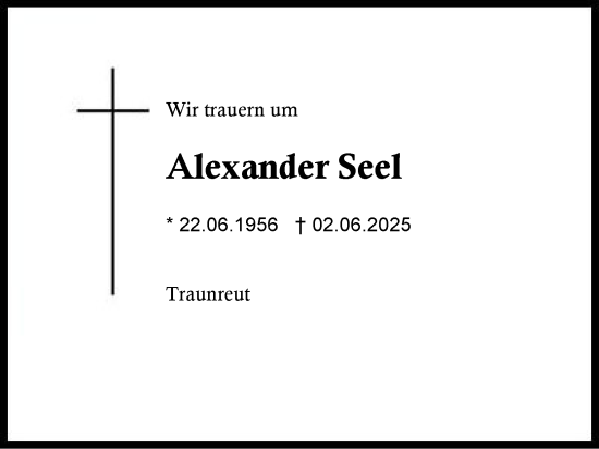 Traueranzeige von Alexander Seel von Region Chiemgau