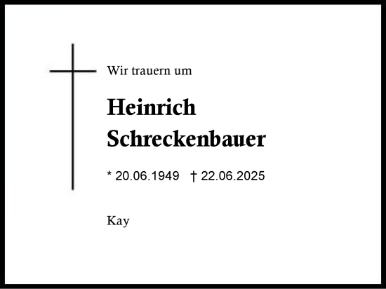 Traueranzeige von Heinrich Schreckenbauer von Traunstein