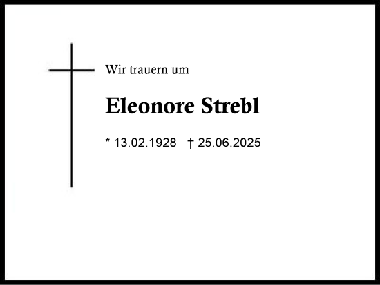 Traueranzeige von Eleonore Strebl von Region Berchtesgadener Land