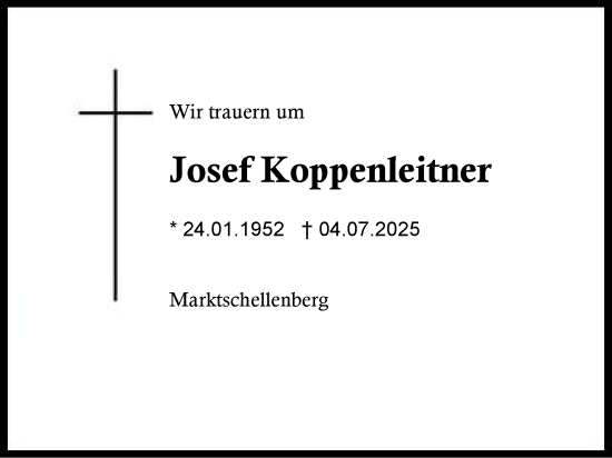 Traueranzeige von Josef Koppenleitner von Region Chiemgau