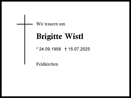 Traueranzeige von Brigitte Wistl von Region Berchtesgadener Land
