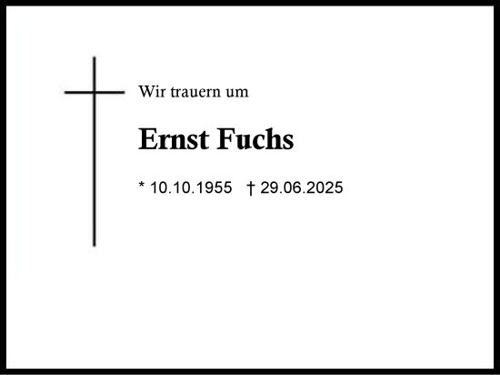 Traueranzeige von Ernst Fuchs von Region Chiemgau