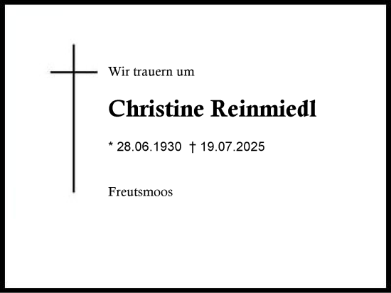 Traueranzeige von Christine Reinmiedl von Traunstein