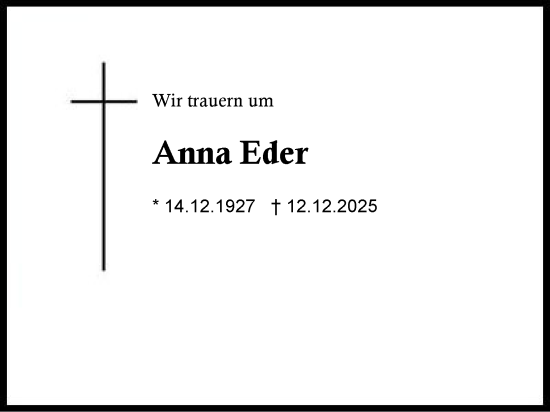 Traueranzeige von Anna Eder von Region Chiemgau