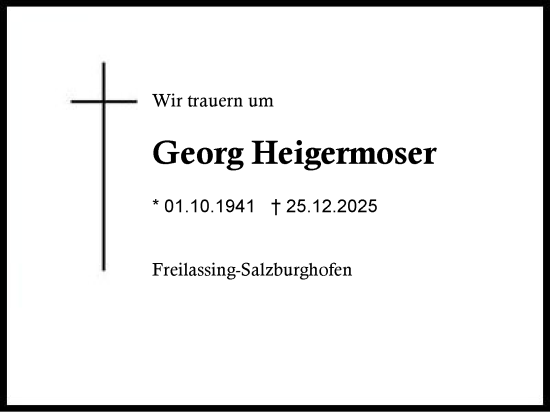 Traueranzeige von Georg Heigermoser von Region Berchtesgadener Land