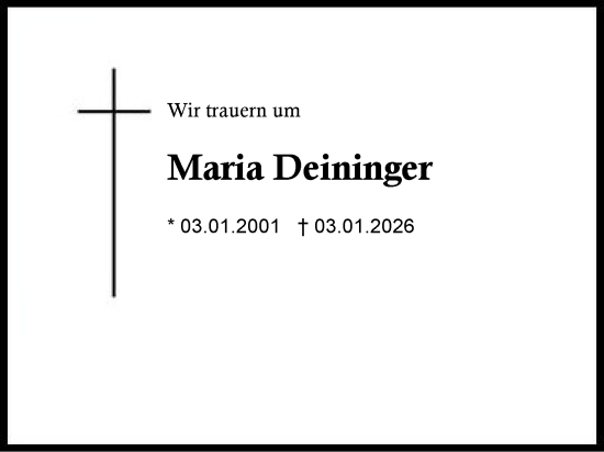 Traueranzeige von Maria Deininger von Region Berchtesgadener Land