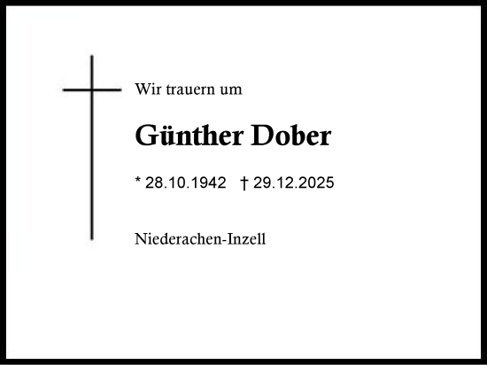 Traueranzeige von Günther Dober von Region Chiemgau