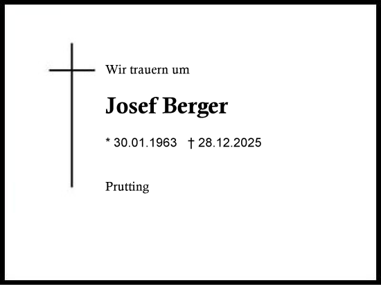 Traueranzeige von Josef Berger von Region Chiemgau