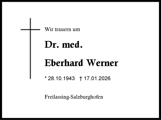 Traueranzeige von Eberhard Werner von Region Berchtesgadener Land